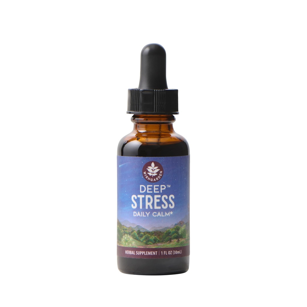 WishGarden Herbs Deep Stress, Cortisol & Adrenal Support Supplement, Ashwagandha, Holy Basil, Milky Oat - Adaptogen Liquid Herbal Tincture for Stress Relief & Nervous System Calm, 1oz