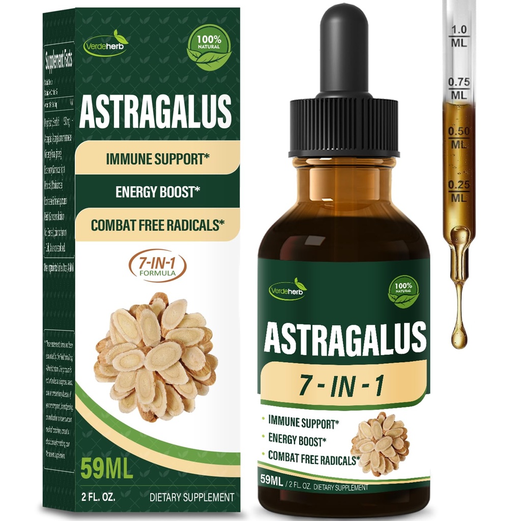 Astragalus Root ekstrakts Imūnsistēmas atbalsta herbal Drops, Immunity Health & Energy Boost Tincture papildinājumi ar Rhodiola Rosea, Echinacea, Elderberberry, Reishi, Ginseng. Huang Qi. 2oz.