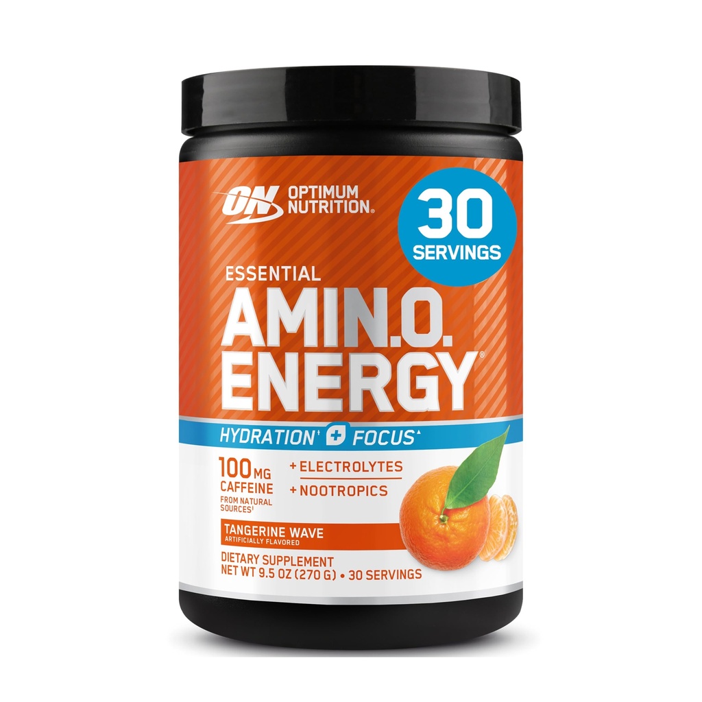 Optimum Nutrition Amino Energy Powder Plus Hydration, with BCAA, Electrolytes, and Caffeine, Tangerine Wave, 30 Servings (Packaging May Vary) (Pack of 6)