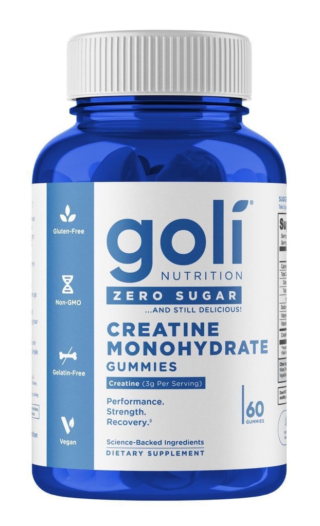 Goli Zero Sugar Creatine Gummies - Keto-Friendly, Rich in Fiber, No Sugar Alcohols, No Artificial Sweeteners, Gluten-Free, Vegan, Non-GMO, and Gelatin-Free