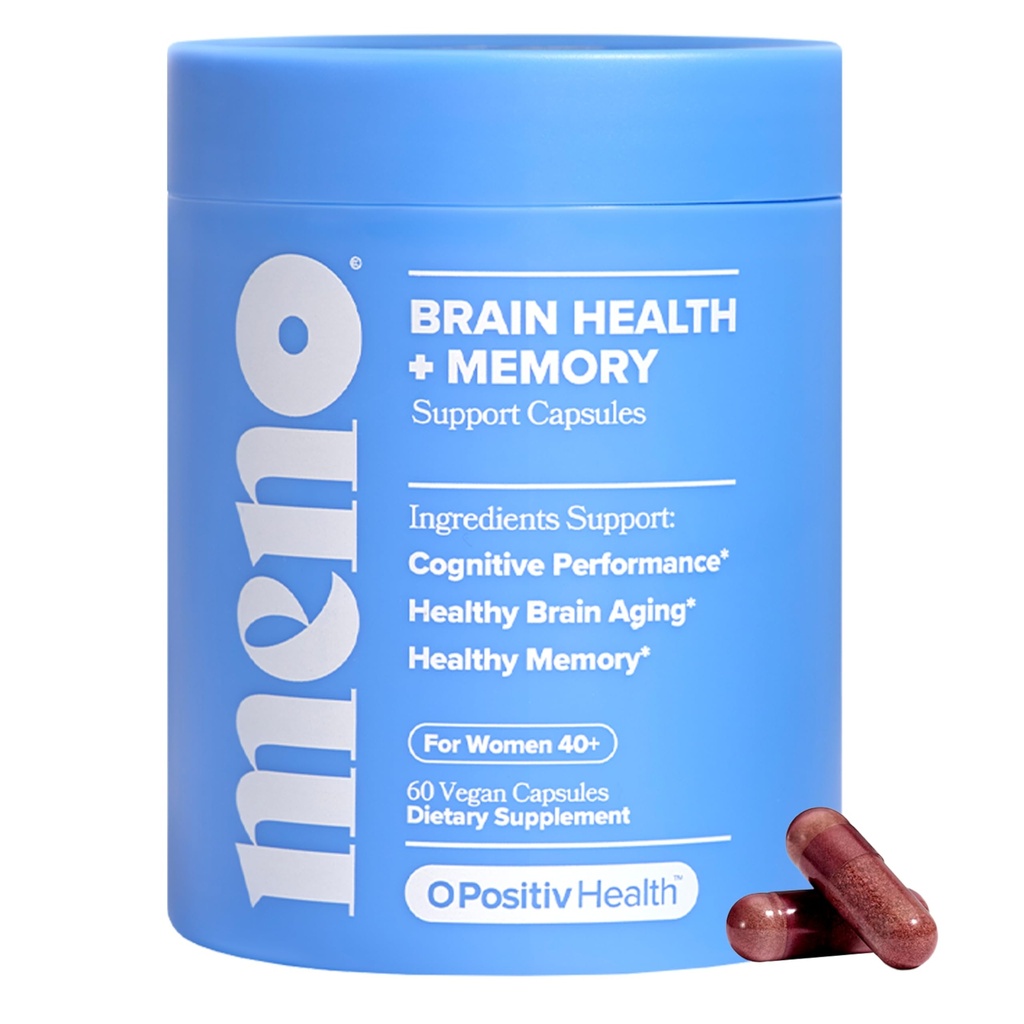MENO Brain Health + Memory Support Capsules – Daily Support for Cognitive Performance, Concentration & Healthy Brain Aging – with Phosphatidylserine, Creatine, Sage Leaf & Huperzine A – 30 Servings