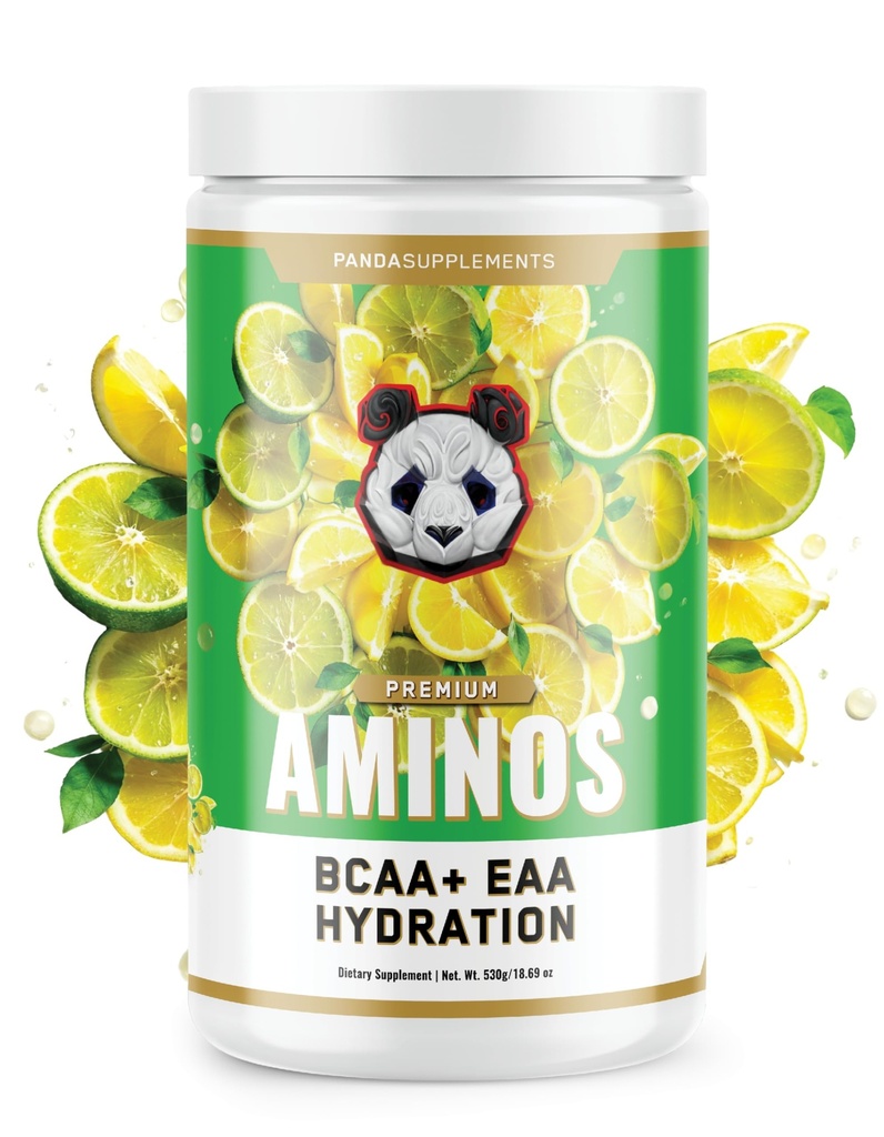 Underground Bio Labs Panda Supps Aminos | BCAA + EAA + Hydration + Eectrolytes for Men and Women with 2G Taurine and 4G EAAs (30 Servings) (Lemon Lime 3.0)