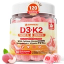 Vitamīns D3 K2 Pildītie Gummies 5000IU / 10 000 SV ar 500mg Kalcija + K2(MK-7) 200mkg, Magnijs, C vitamīns un cinks, Papildus spēks - Ultimate Absorbency for Bones Muskuļi Zobi, Vegan - Iepakojums pa 2