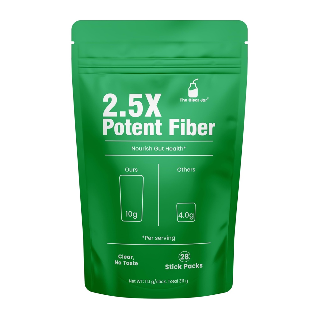 2.5X Potent Fiber – 10g Tasteless, Soluble, 36% Daily Fiber Intake – 28 Single Packs