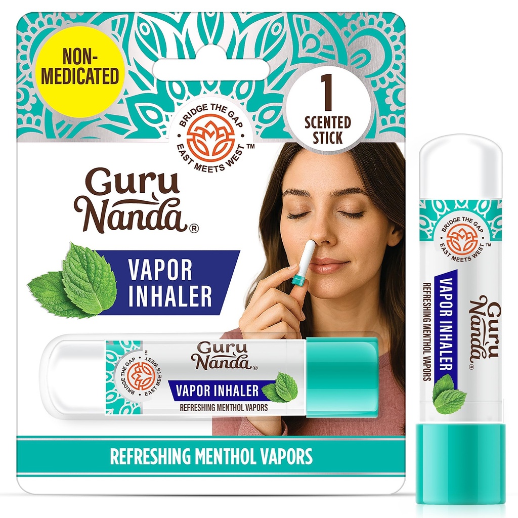 GuruNanda Vapor Inhaler Nasal Stick, with Essential Oils for Soothing Relief, Helps Clear Nasal Passages & Ease Stuffiness, Non-Medicated, 1 Count
