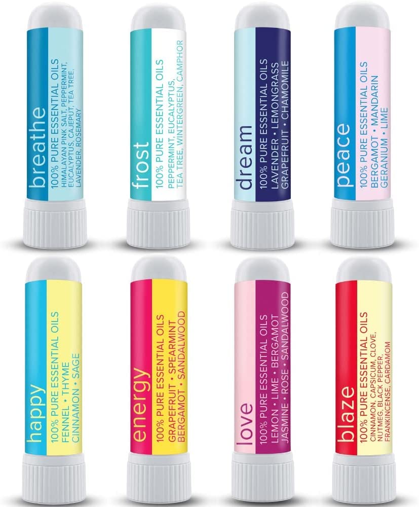 MOXĒ Nasal Inhaler Bundle, 8 Essential Oil Blends, Aromatherapy Sticks, Warming & Cooling Fragrances, Undiluted Oil, Natural Ingredients, Made in USA…