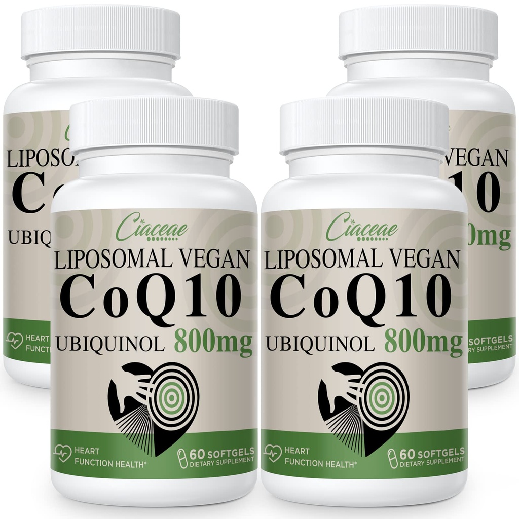 Liposomālais CoQ10 800mg Ubiquinol Softgel, Max Absorbcija Ubiquinol Coenzyme Q10, Ubiquinol CoQ10 papildinājums antioksidantam, sirds funkcijas un enerģijas ražošanai, Pure CoQ10 800mg, 240 Vegan Softgels