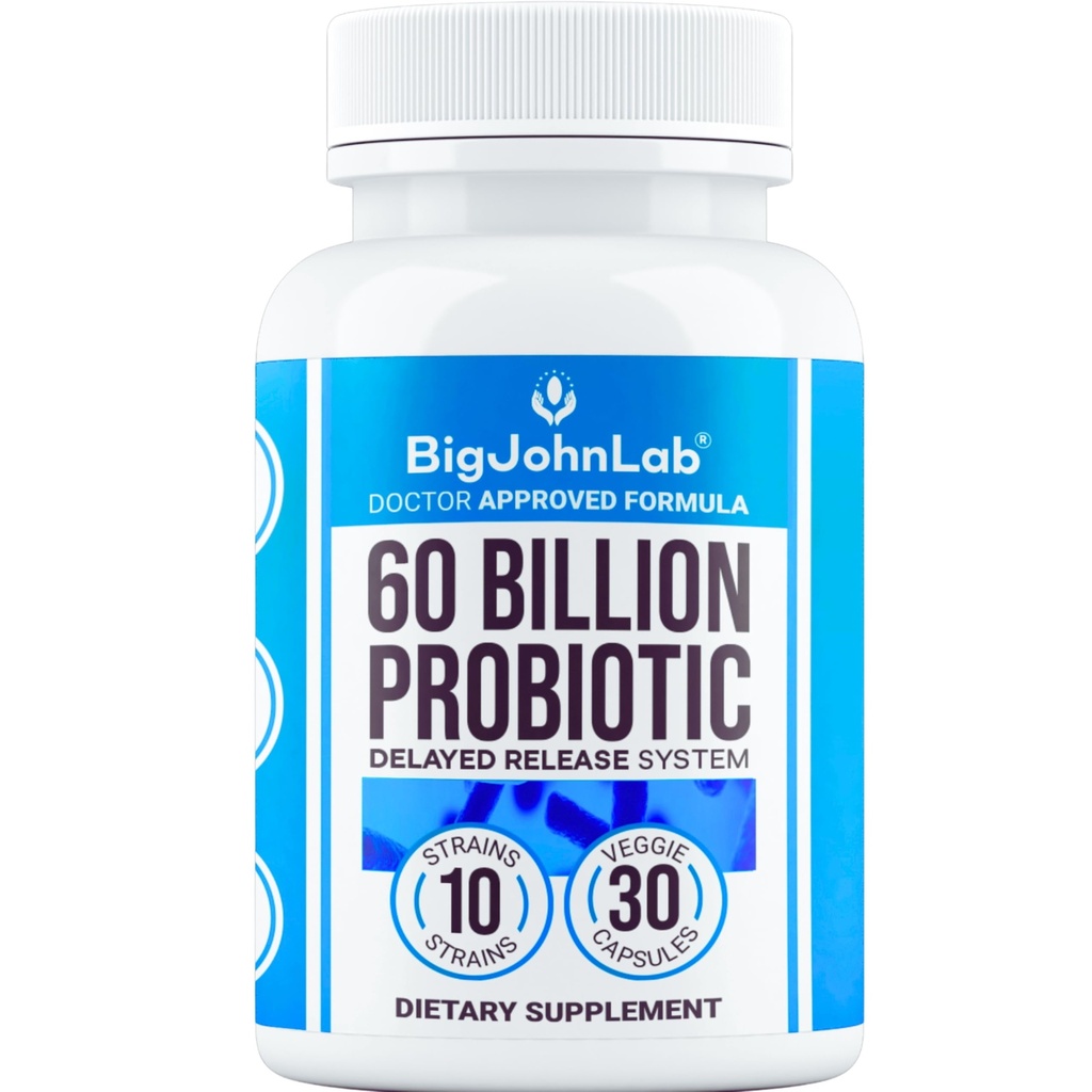 BIGJOHNLAB® - Probiotics for Boost Weight Management - 6 Probiotic Strains - Prebiotics - Key Ingredient Cayenne & Green Tea - Supports Gut Health - Weight Management for Women & Men - 30 CT
