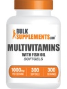 BulkSupplements.com Multivitamīnu Softgels - Daily Multivitamīnu Papildinājums, Multiminerāls vīriešiem un sievietēm ar zivju eļļu - bez lipekļa, 1 Softgel per Serving (1000mg), 300 Count (1. iepakojums)