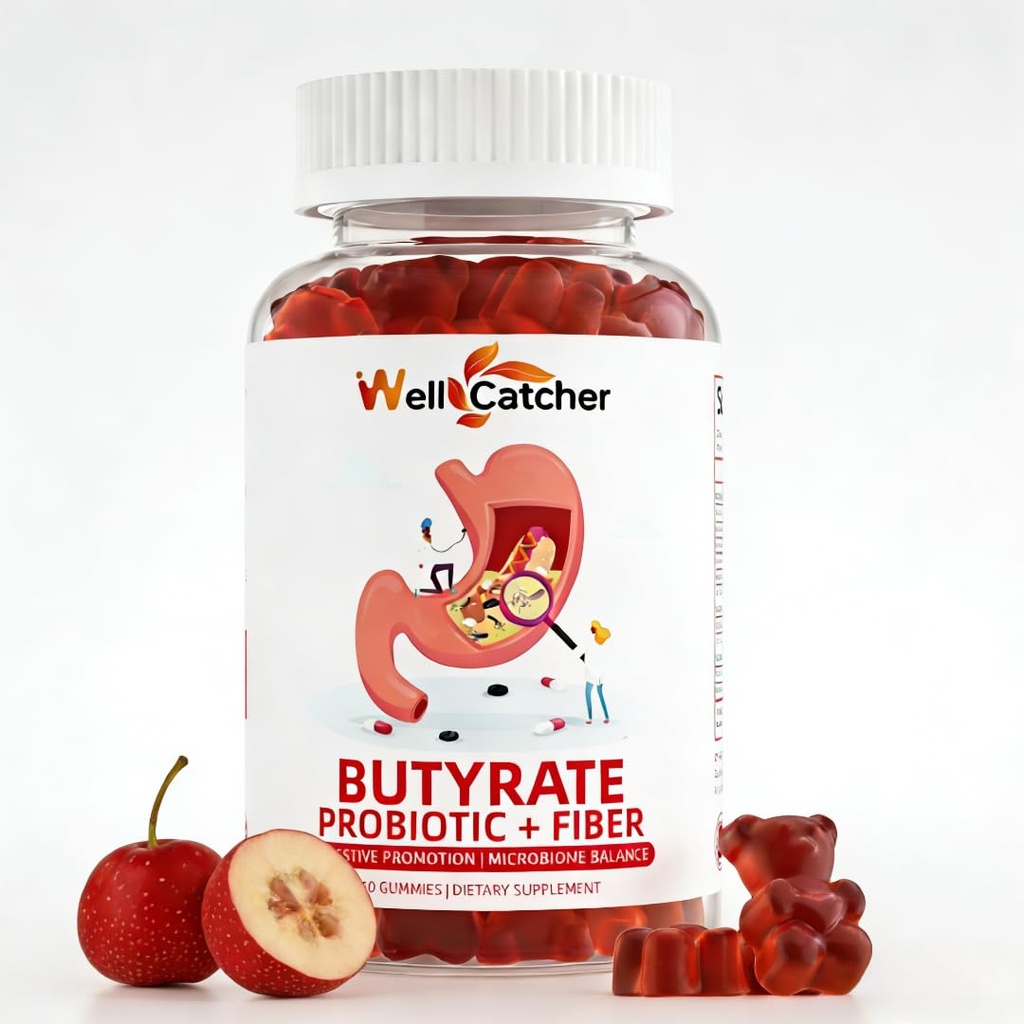 Butyrate Gumies Gut Veselības Papildinājums: Butyrate ar probiotikas & Prebiotic Fiber Gumies sievietēm vīriešiem Cukura Bez Gremošanas & Enerģijas Metabolisms Atbalsts Vegan Hawthorn Flavor 30 dienu piegādes