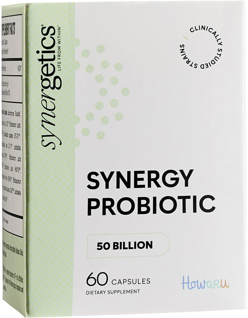 Synergy Probiotic Supplement, 50 Billion CFU, 60 Capsules, Multi-Strain Blend, Kosher