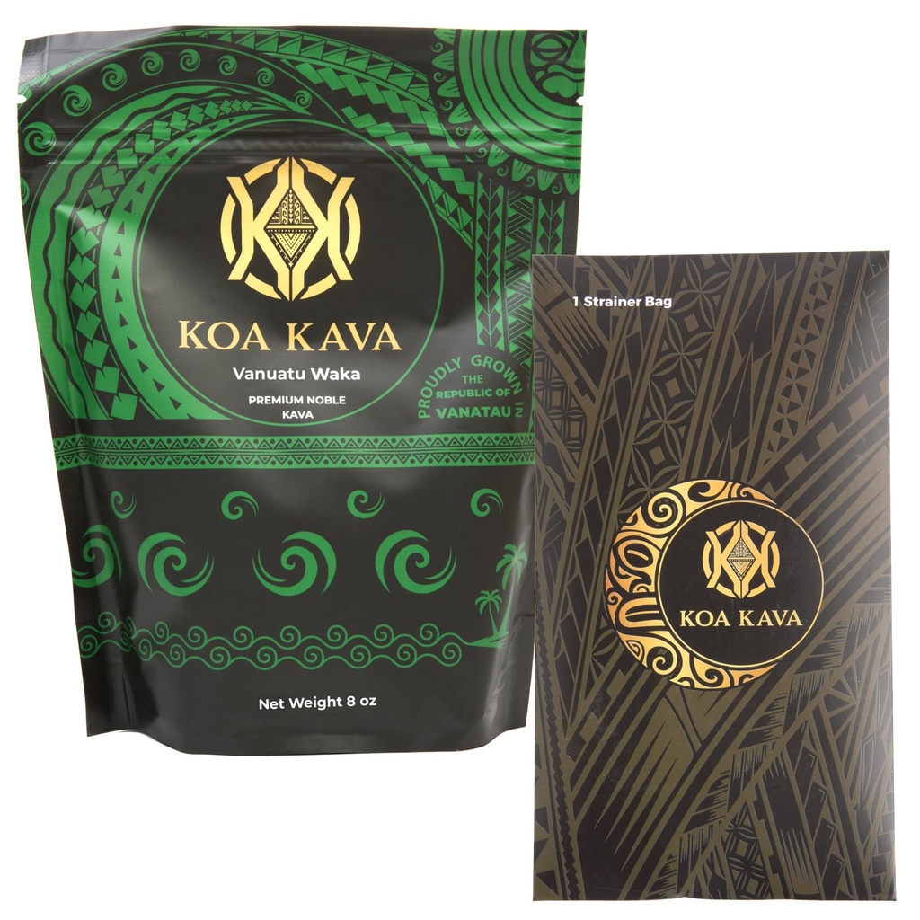 8 Oz Premium Vanuatu Waka Kava with Drawstring Kava Strainer