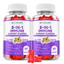 Immune Support Gummies – 8-in-1 Formula Herbal Supplements with Astragalus, Elderberry, Quercetin, Bromelain, Echinacea, Vitamin C, D3 and Zinc for Everyday Balance, Raspberry Flavor, 120 Count