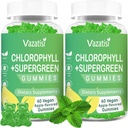 2 Iepakojums Hlorofila Gumijas ar Organic Supergreens, Dabas Antioksidants, Enerģijas Boost, Imūnsupport, Gremošanas, Ādas kopšanai, Sievietes & Vīrieši, Pieaugušajiem & Kid - 120 Vegan Organic Gummes
