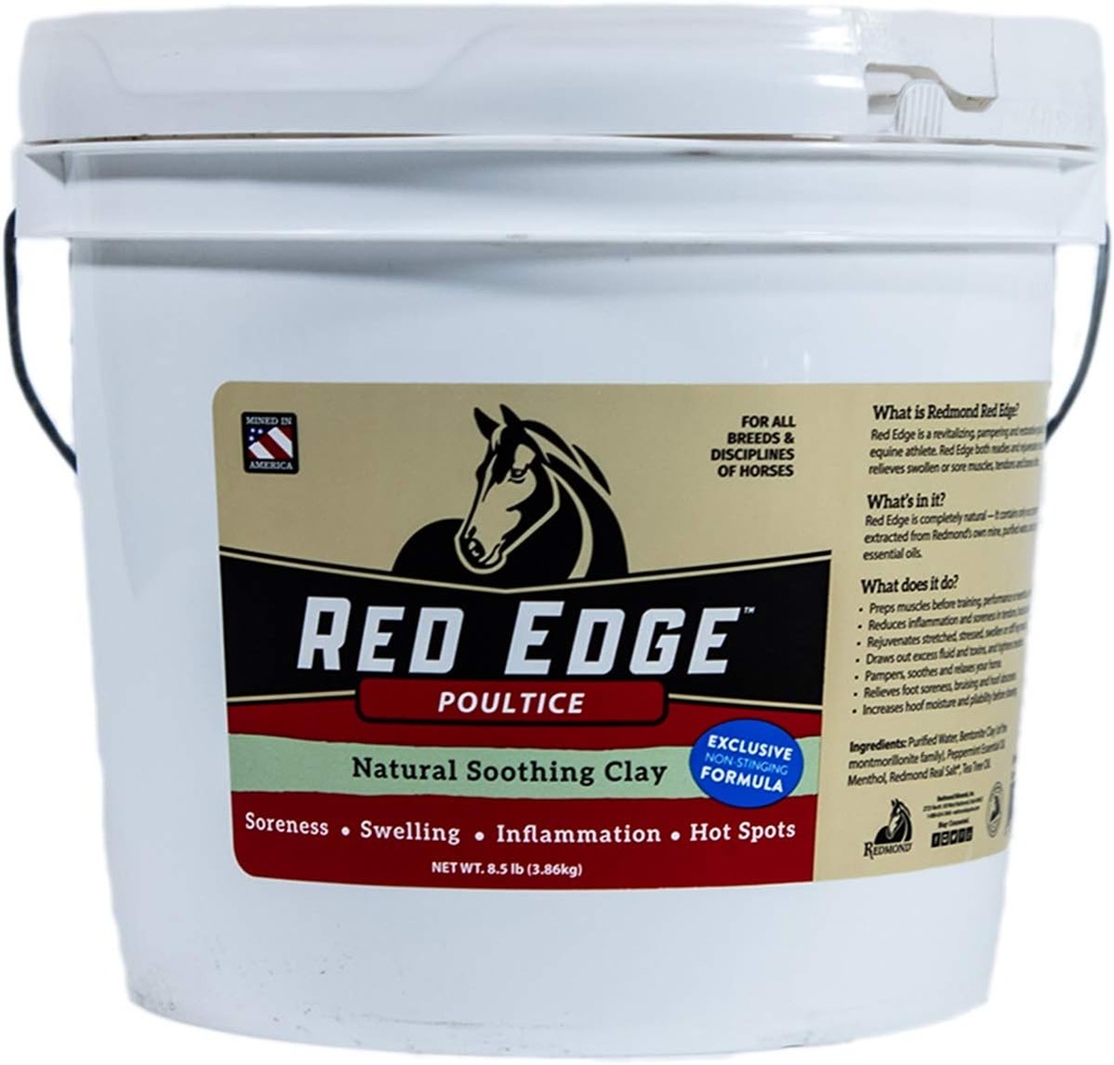 Redmond Red Edge Equine Poultice, dabīgs nomierinošs māls visām zirgu šķirnēm, 8.5lb Kauss