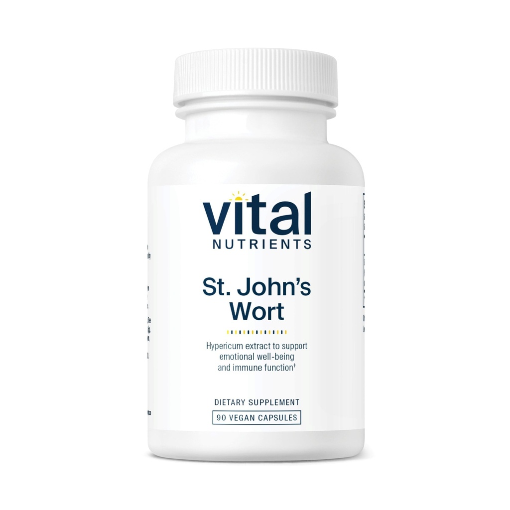 Vital Nutrients St John's Wort 600mg - Vegan St John's Wort Supplement to Promote Overall Well-Being, Healthy Outlook* - Potent 3% Hypericin- Gluten, Dairy, Soy Free - Non-GMO - 90 Capsules
