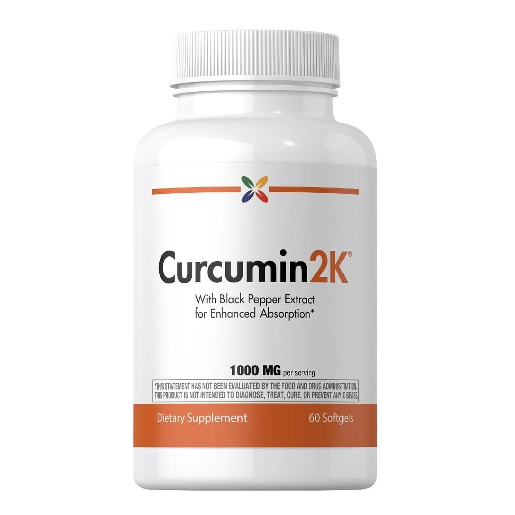 Stop Aging Now - Curcumin2K - Curcumin Supplement - with Black Pepper - 60 Softgels