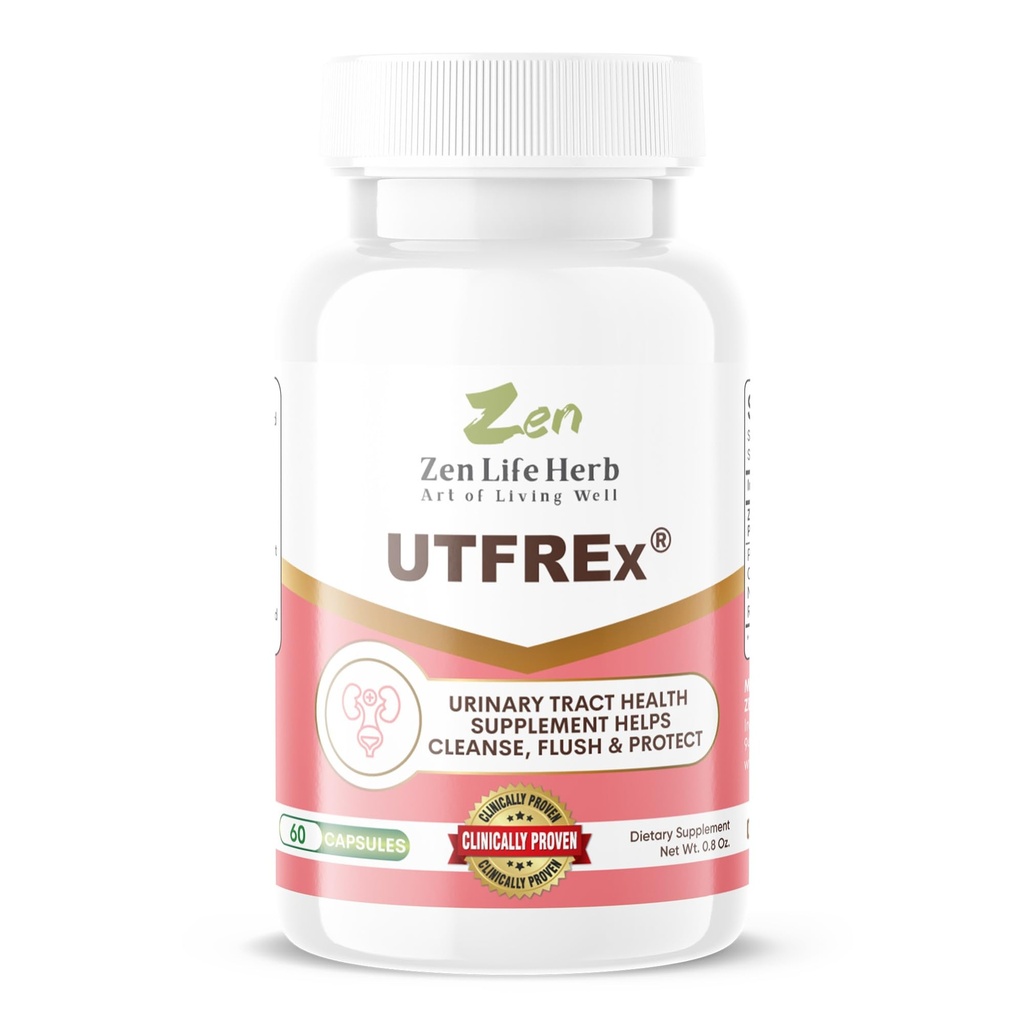 ZEN LIFE HERB UTFREx – ātra darbība – veicina urīna traktējumu veselība atbalsta veselīgu imūno un urīna sistēmu, bez vitamīniem, minerālvielām, prebiotikām, cukuru, augu bāzes papildinājums (60 kapsulas)