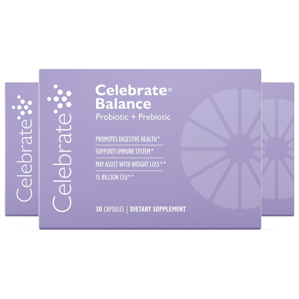 Celebrate Vitamins Balance Probiotic + Prebiotic - Post Bariatric Surgery Daily Supplement for Women & Men, 28.5 Billion CFU - Supports Digestive & Immune Health, Gluten Free (90 Capsules)