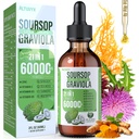 21-in-1 Soursop Graviola Liquid Drop, Soursop Bitters Liquid 2000mg Organic Soursop Leaves & Fruit with 300mg Sea Moss, Zinc, Vitamins for Cellular, Immune, Skin, Digestive, Strawberry Flavor, 60ML