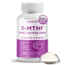 High Potency 5-MTHF (Active Form) with Vitamin B12, Vitamin B6, Magnesium & Black Pepper – Supports Brain Wellness, Heart Health & Nerve Health*