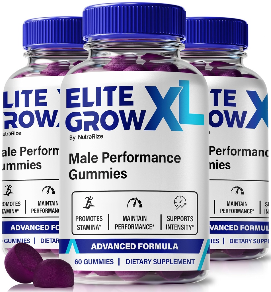 NutraRize (3 Pack) Elite Grow XL Gummies Male, Official Elite Grow XL for Men, Premium Formula for Performance, Energy & Stamina, All-Natural EliteGrowXL, EliteGrow X ME Gomitas Review (180 Gummies)