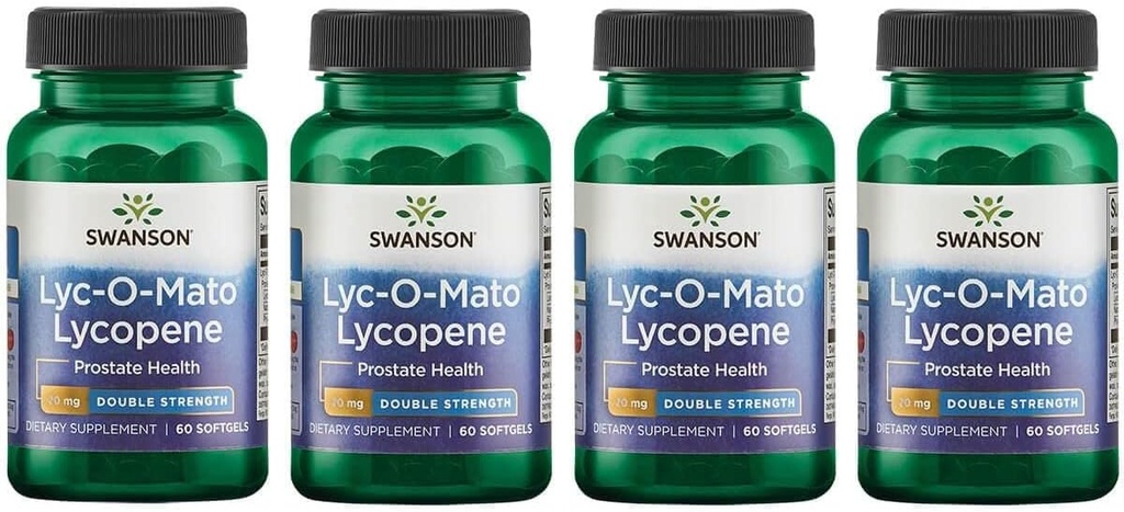 Swanson Double- Strength LYC- O- Mato Lycopene 20 Milligrams 60 Sgels (4 iepakojumi)