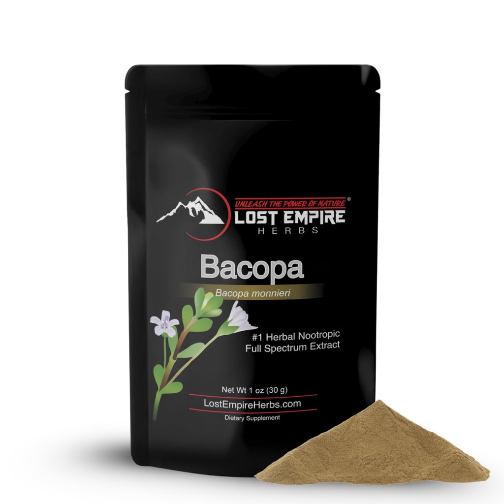 Lost Empire Herbs Bacopa (Bacopa Monnieri) Full Spectrum Extract Powder - Organic - 30 Grams