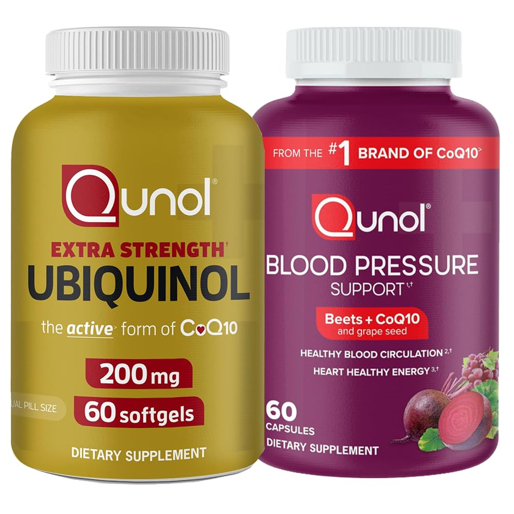 Qunol CoQ10 & Circulation: Ubiquinol CoQ10 200mg, 60 Softgels & Blood Pressure Support, 60 Tablets