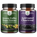 Pure Green Coffee Bean ekstrakts antioksidants Sirds veselības Garīgā Fokusa un izmēra samazināšana un attīrīšana un detox aktivētās ogles kapsulas uzpūšanās atvieglojums un ķermeņa Detox tīrīšana