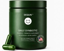 DEQUN Daily Synbiotic for Women & Men - Prebiotic + Probiotic for Digestive & Gut Health, Immune Support, Bloating Relief, Vegan, Shelf-Stable, 30-Day Supply (Pomegranate, 47 Count)