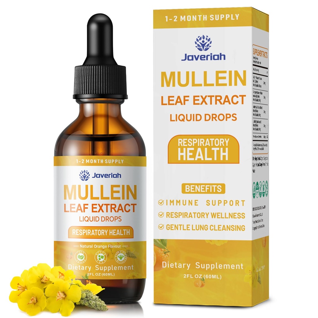 Mullein Drops Liquid Supplement with Cordyceps, Marshmallow Root & Licorice Root Extract, Mullein Leaf Herbal Drops for Daily Respiratory Wellness 4 Fl Oz 2 Pack