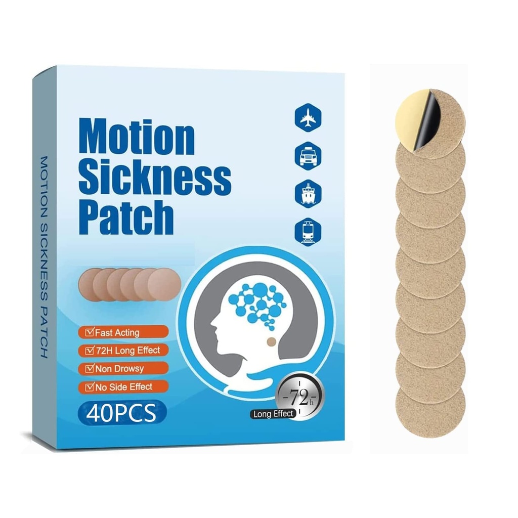 KUNHAOH Motion Sickness Patches for Adults and Kids(Travel Essentials 2026),Ship-EEZ Sea Sickness Patch(Non-Drowsy & Lasts 72 Hours)-for Car and Boat Rides, Ships, Cruise and Airplane(40 Count)