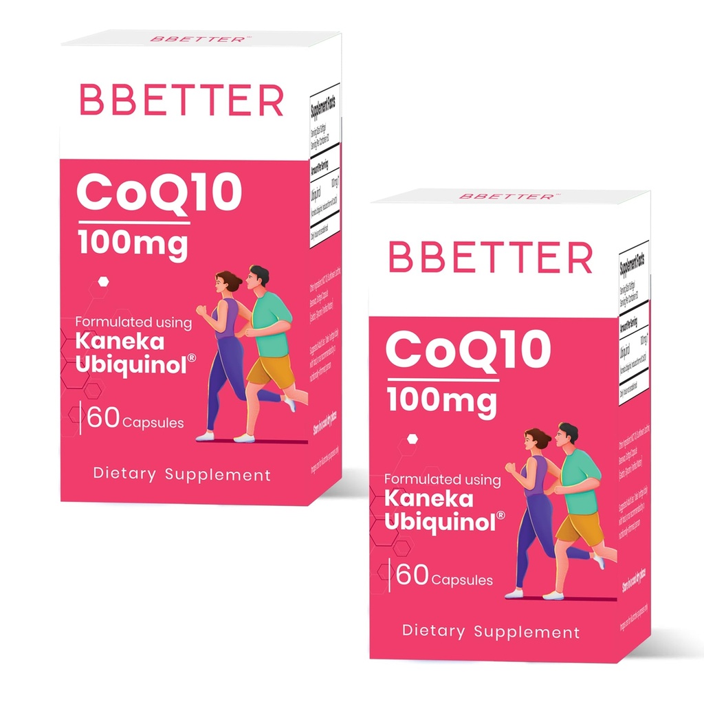 BBETTER CoQ10 100mg Softgels, Kaneka Ubiquinol® - Active Form of Coenzyme Q10, Antioxidant for Heart Health, Healthy Blood Pressure Levels, Beneficial to Statin Users, 120 Count