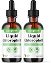 LIQUIDHEALTH Šķidrie hlorofila pilieni - iekšējais dezodorators, antioksidanti, aknu detokss, imūns atbalsts, relieve slikta elpošana, samazināt apetīti, kolagēns matu un ādas veselībai - Vegan, ne-GMO (2 iepakojums)