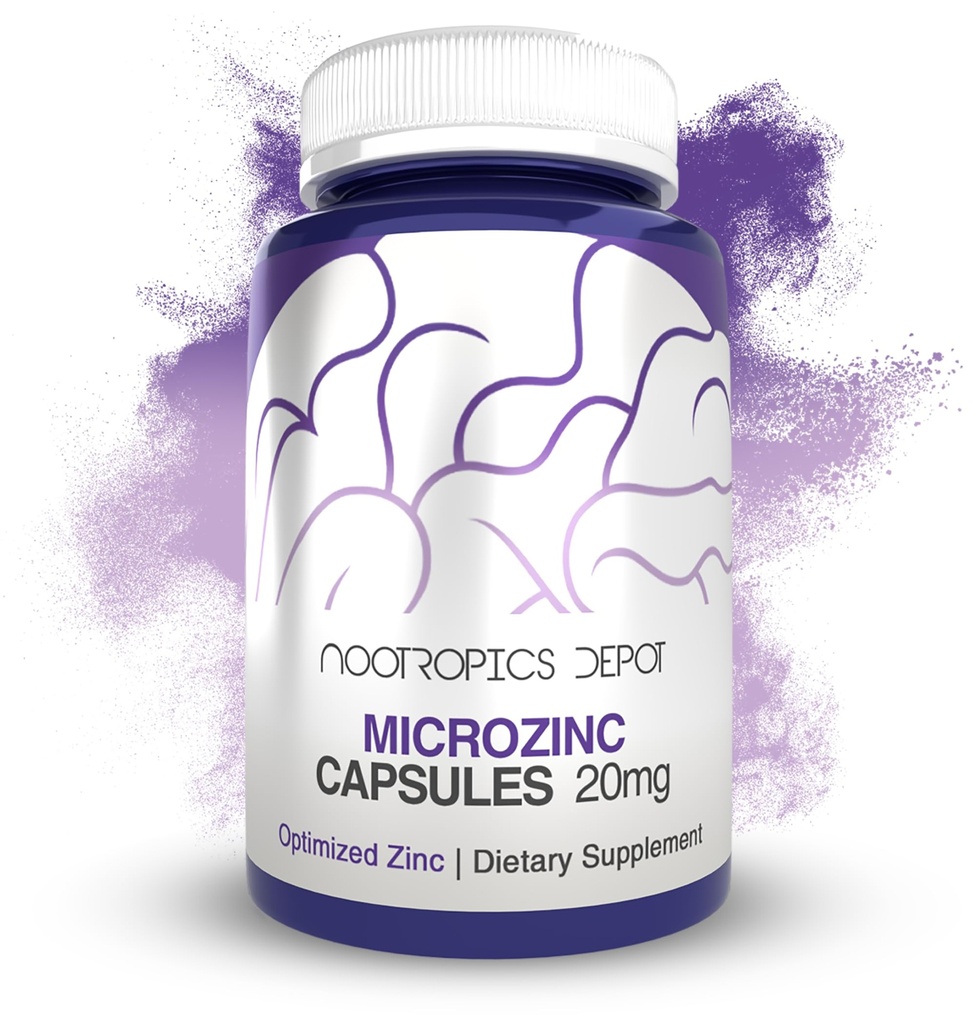 Nootropics Depot MicroZinc Capsules | 20mg | Optimized Zinc Supplement | 30 Count