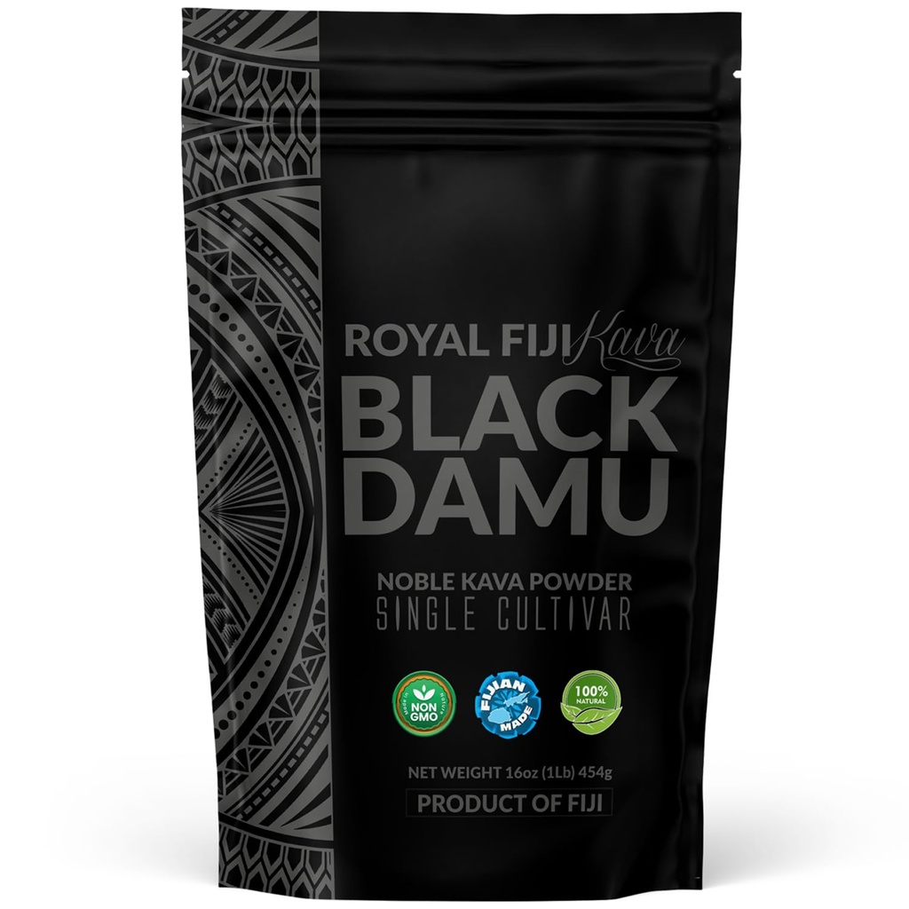 Royal Fiji Kava Black Damu Noble Kava Powder, Strong Waka Grind | 100% Pure Fijian, 6 Years Matured