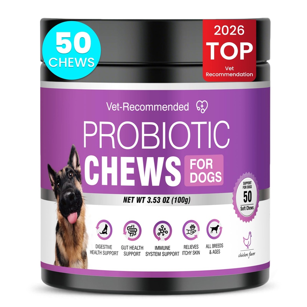 Probiotics for Dogs Dog Probiotics for Digestive Health Probiotic for Dogs Gut Health Itchy Skin Dog Probiotics for Diarrhea Dog Constipation Relief Gas for Dogs Immune Support Chicken Flavor 50ct