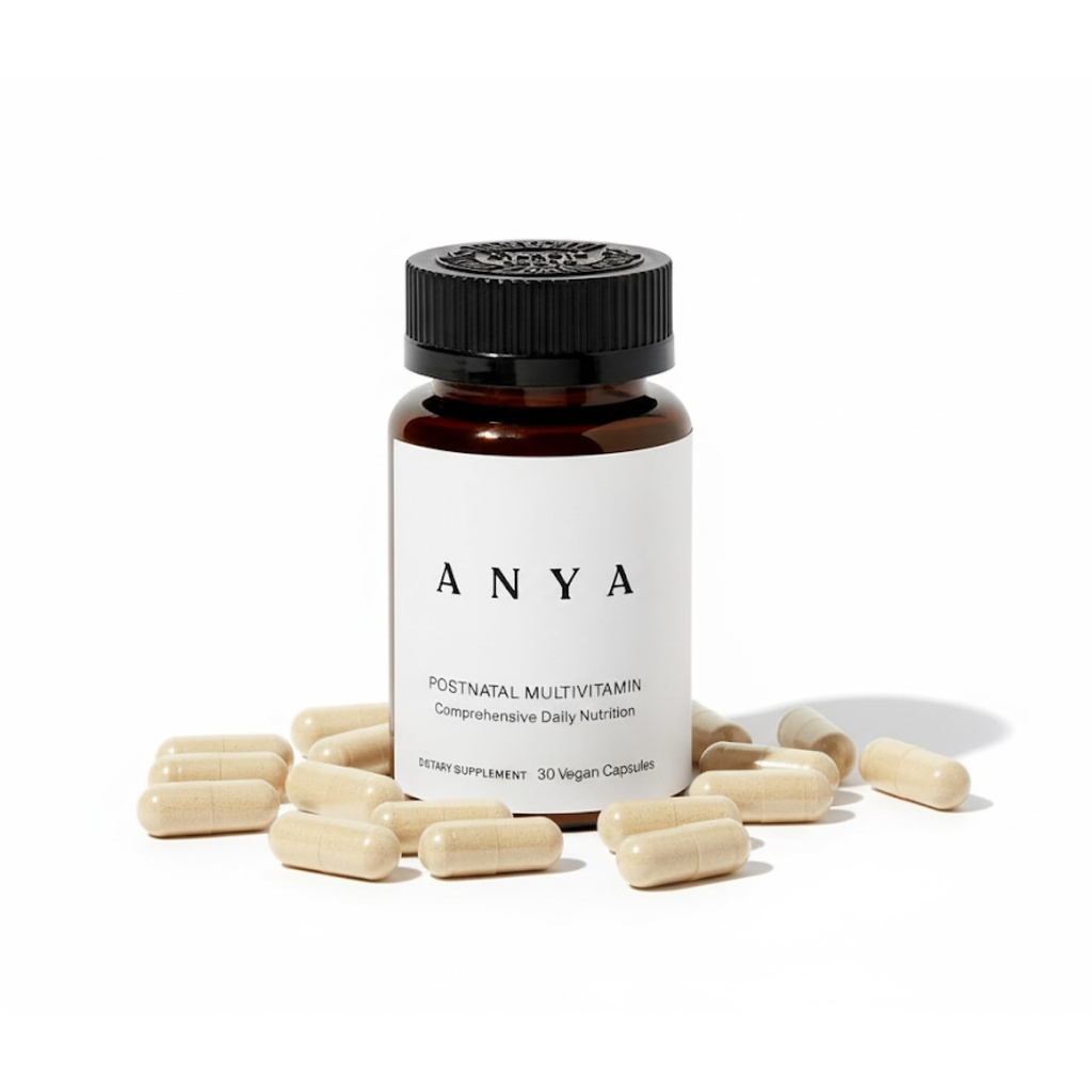 ANYA Postpartum Multivitamin, Postnatal Vitamin for Women Breastfeeding, 30 Capsules - Vitamins A, C, D3, Zinc, B12, Biotin, Folate and Iron - 100% Vegan, Non-GMO, Gluten Free, Baby Shower Gifts