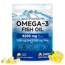 Fish Oil Omega 3 Supplements, 4200 mg Per Serving|240Pcs, 1200 mg EPA + 900 mg DHA Extra Strength for Eye/Brain/Heart Health, Lemon Flavor, No Fishy Aftertaste