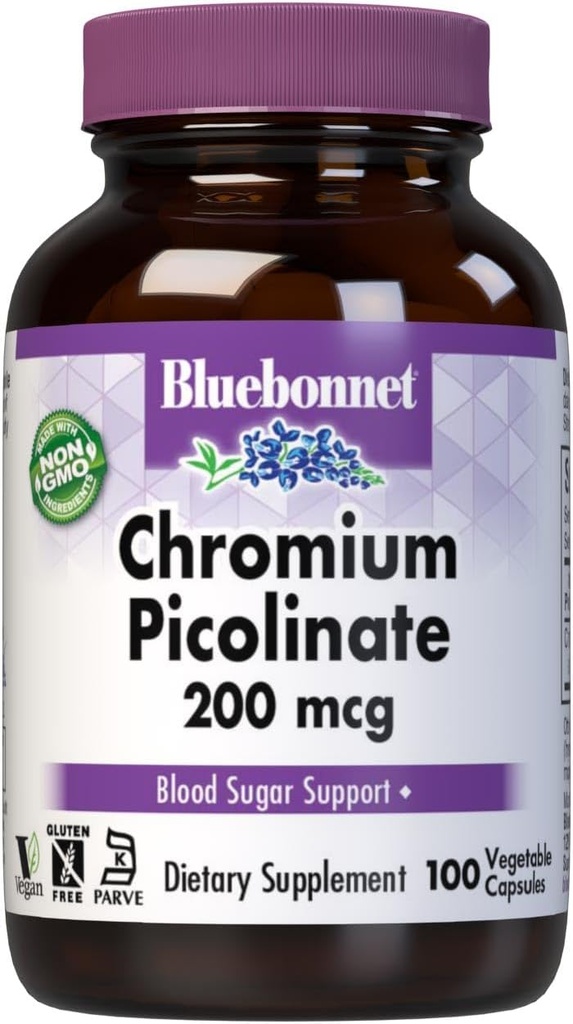 Bluebonnet Hroma pikolināts 200 μg, 100 Veģetārās kapsulas, 100 Skaits