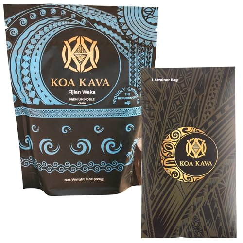 8 Oz Premium Fiji Waka from Koa Kava with a Drawstring Kava Strainer