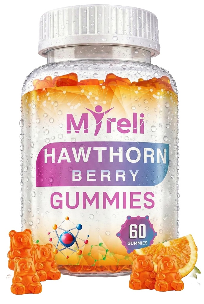 Hawthorn Berry Gummies 1000mg - Vegan-Friendly Supplement in Gummy, Gluten-Free Soy-Free Dairy-Free Non-GMO, Plant-Based & Clean Formula for Everyday Balance, Arterial Function Support, 60 Chewables