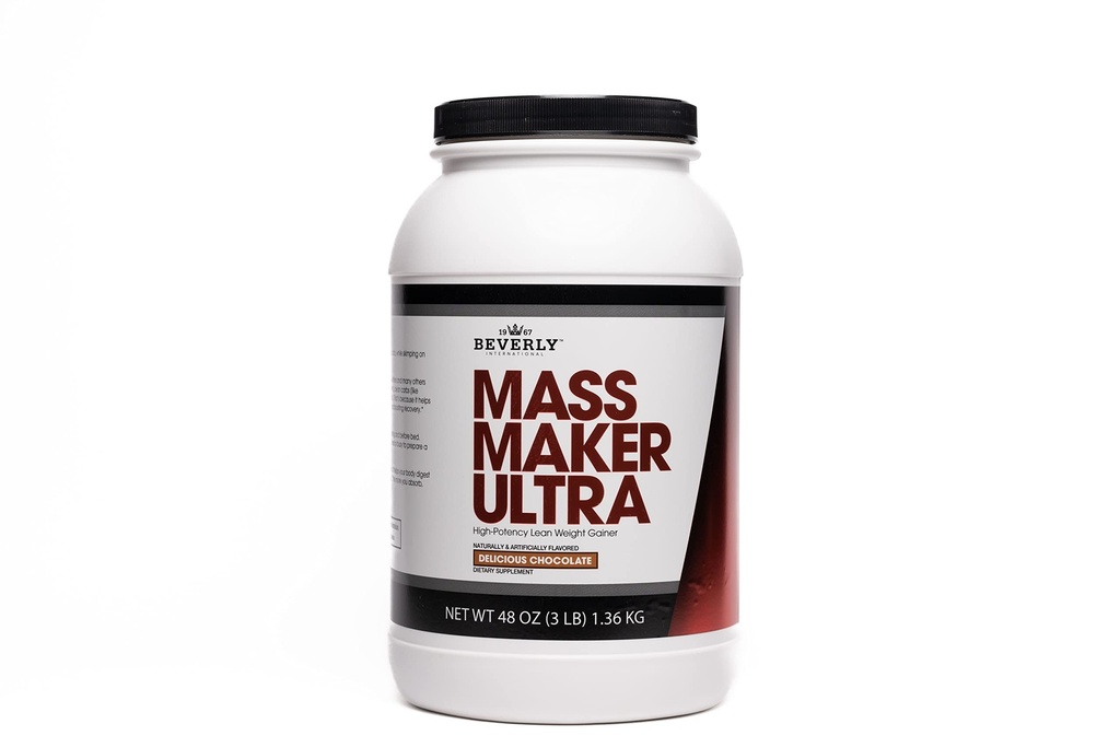 Beverly International Mass Maker Ultra Šokolāde, 14 Kalpo, 3lb. Build Lean Mass Tāpat kā Pro. Piena proteīns Izolāts, Sūkalu Olbaltumvielas Izolāts + Olas. MCT eļļa. Tīrs Carbs, Lielā garša