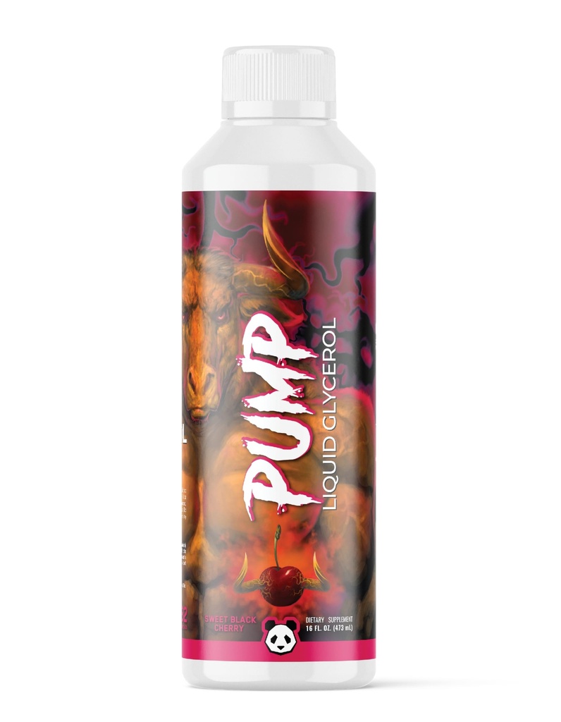 Underground Bio Labs: Panda Supps Pump- Liquid Glycerol with 20G Gylcerol for Maximum Pumps, Power, and Stamina (Stimulant Free) (16oz/32 Servings) (Sweet Black Cherry)