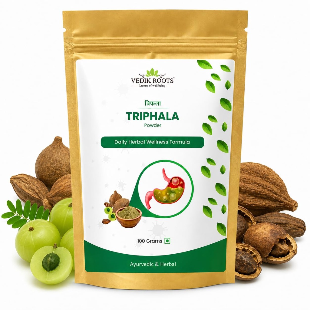 Triphala Powder – Organic Formula of Amla, Haritaki & Bibhitaki – for Daily Detoxifying, Cleansing & Rejuvenation* – Maintains Regularity (3.52 Ounce) (100Gm) (Pack of 1)