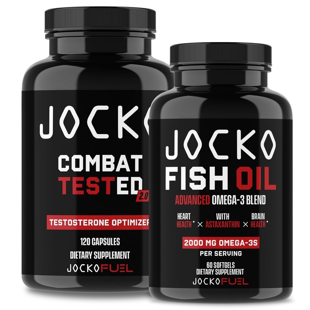 Jocko degvielas bagātinātāji Bandle - Test Booster for Men + Omega 3 Zivju eļļa (2 Iepakojums) Jaudīgs antioksidants un Muskuļu konstruktors
