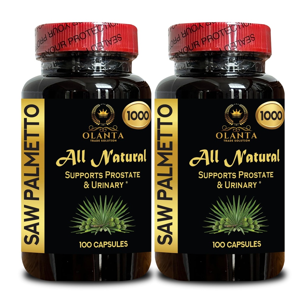 Saw Palmetto Extract 1000mg – Supports Normal Prostate Function - Support Normal Urinary Frequency - Made with Organic Saw Palmetto – 2 Bottles 200 Counts