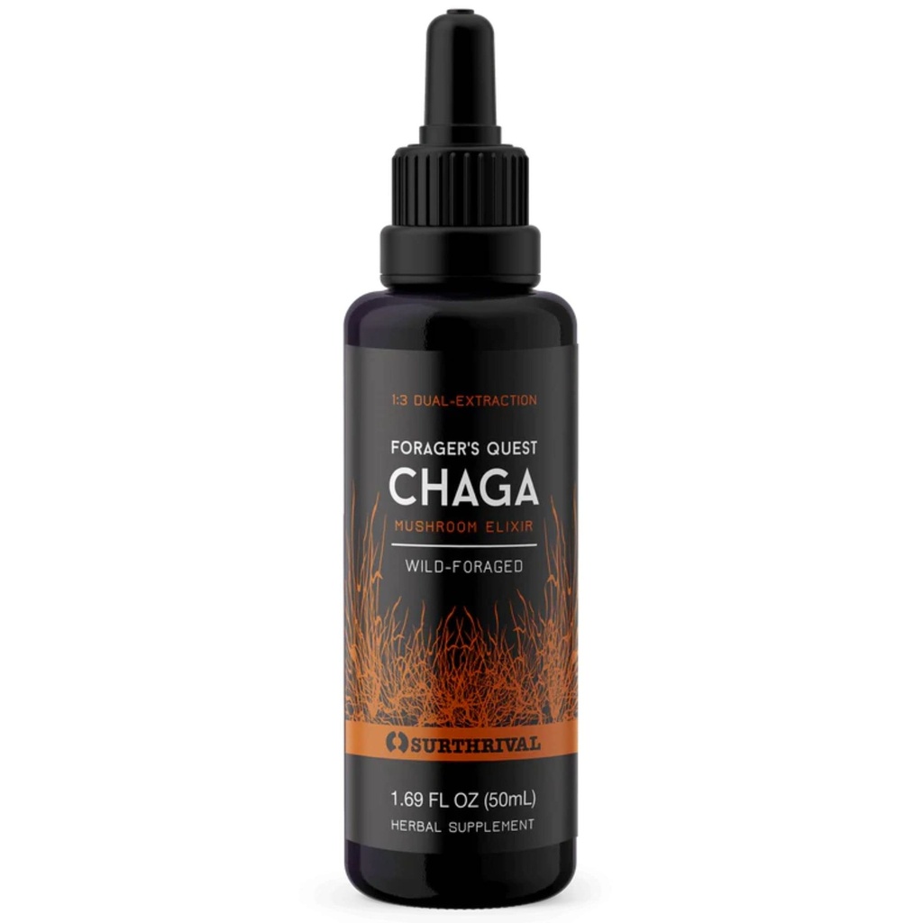 Surthrival: Chaga Sēņu ekstrakts Forager's Quest, 50 ml, Deaturing Nature’s Imūnsupporting, Anti-Viral, Anti-Fungal Medicinal Sēnes