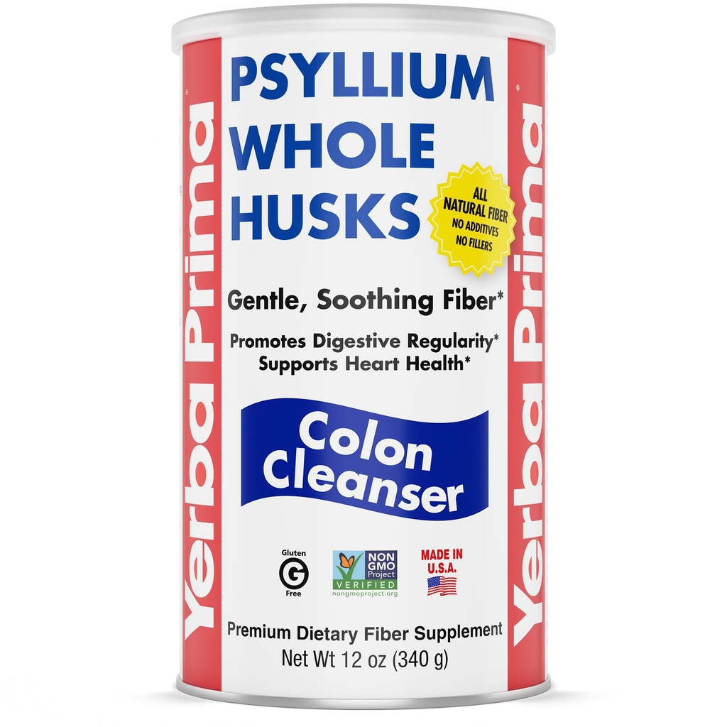 Yerba Prima Psyllium Visa Husk, 1 Pudele 12 oz - Fiber papildinājums, Vegan, bez cukura vai mākslīgiem saldinātājiem, ne ĢMO, bez lipekļa